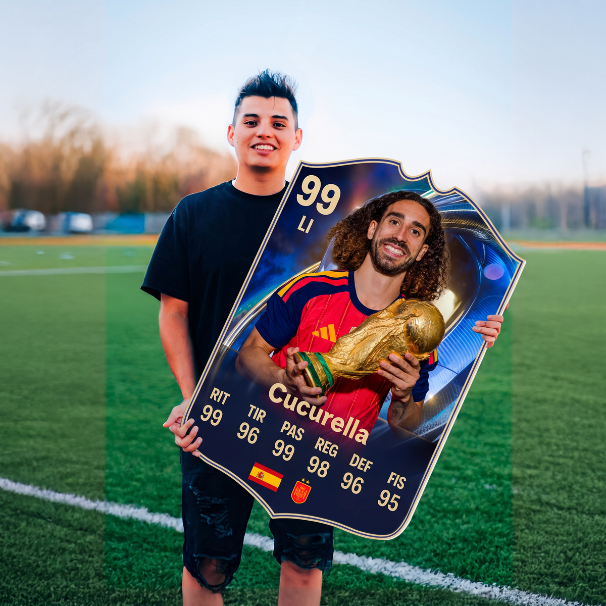 Carta Cucurella TOTS FC26 en una cancha de fútbol