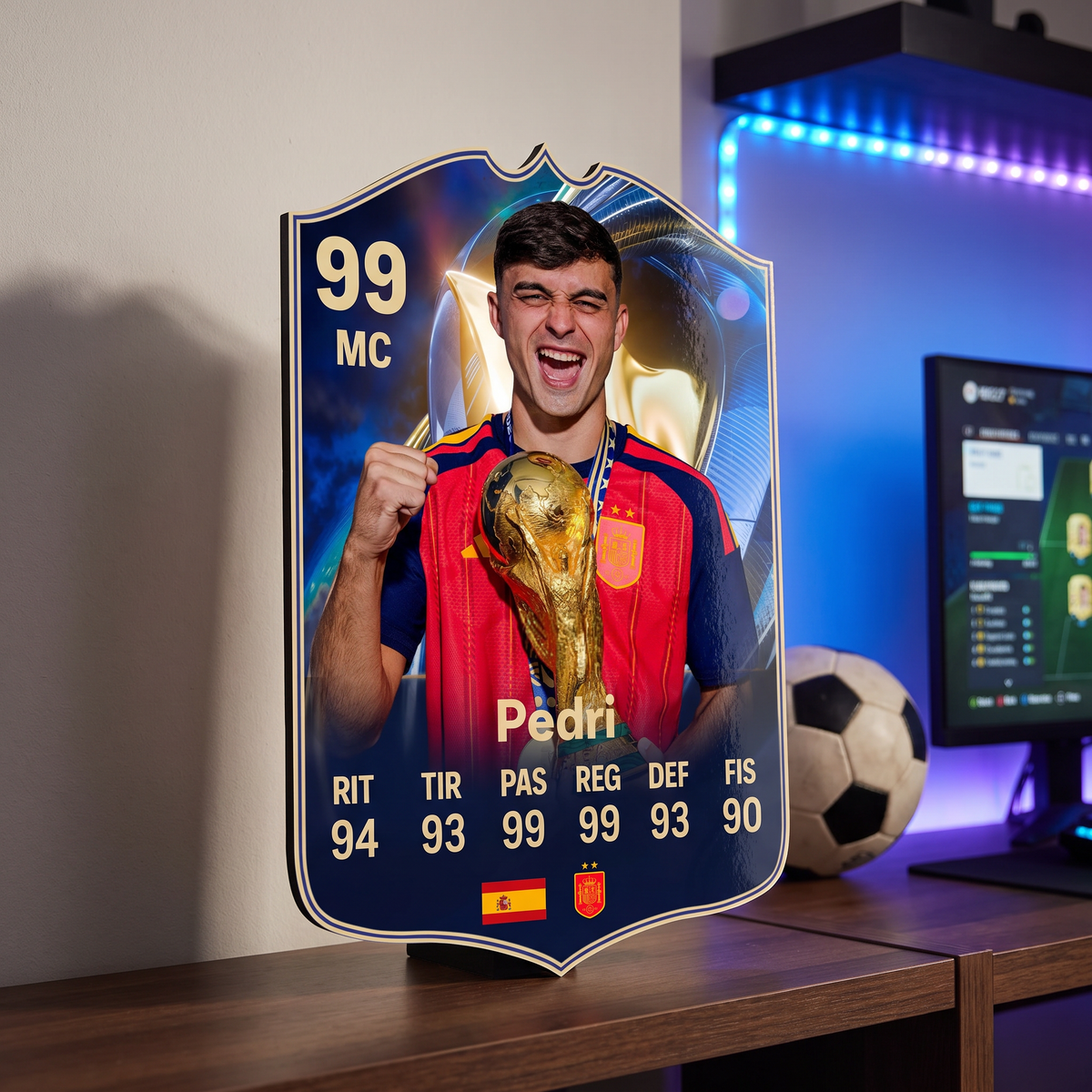Carta Pedri TOTS FC26 de decoración en una pieza gamer