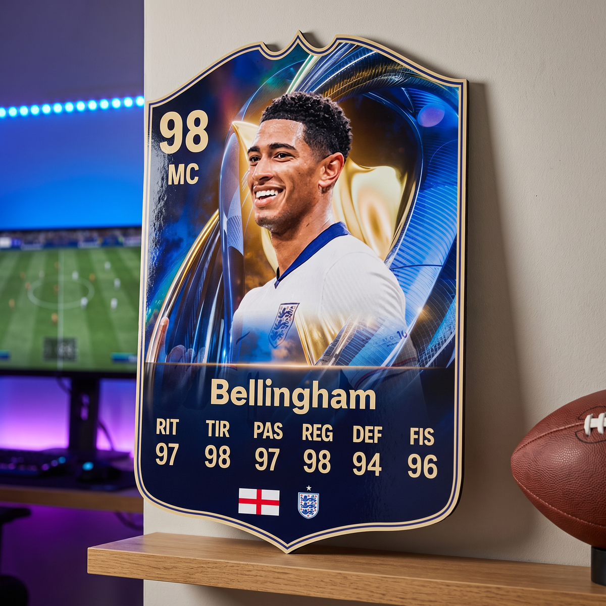 Carta Bellingham TOTS FC26 de decoración en una pieza gamer