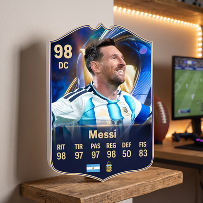 Carta Messi TOTS FC26 de decoración en una pieza gamer