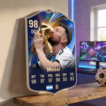 Carta Messi TOTS FC26 de decoración en una pieza gamer