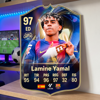 Carta Lamine Yamal TOTS FC26 de decoración en una pieza gamer
