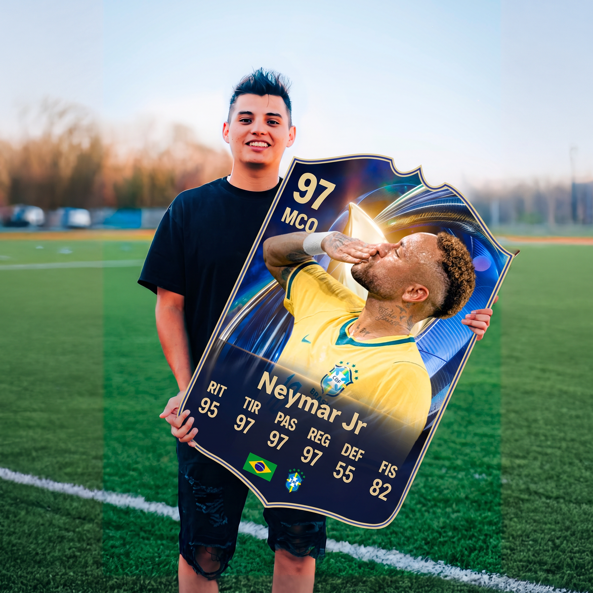 Carta Neymar Jr TOTS FC26 en una cancha de fútbol